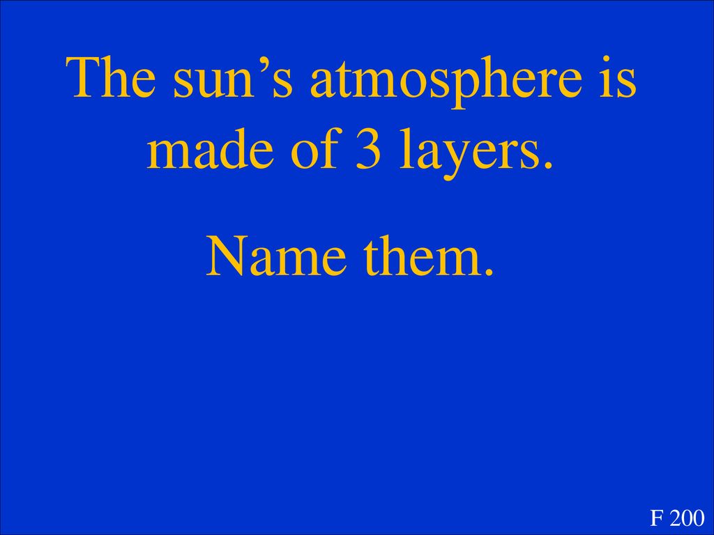 The sun’s atmosphere is made of 3 layers.