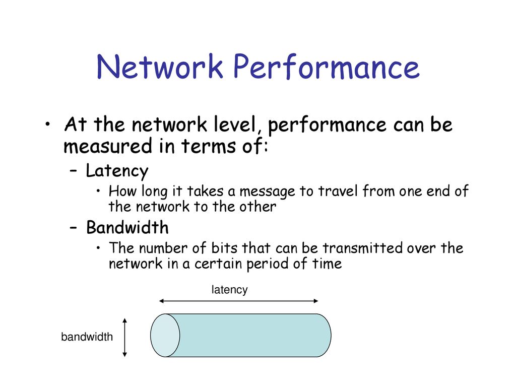 Network Performance At the network level, performance can be measured in terms of: Latency.