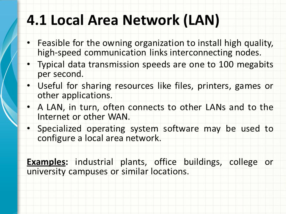 4.1 Local Area Network (LAN)