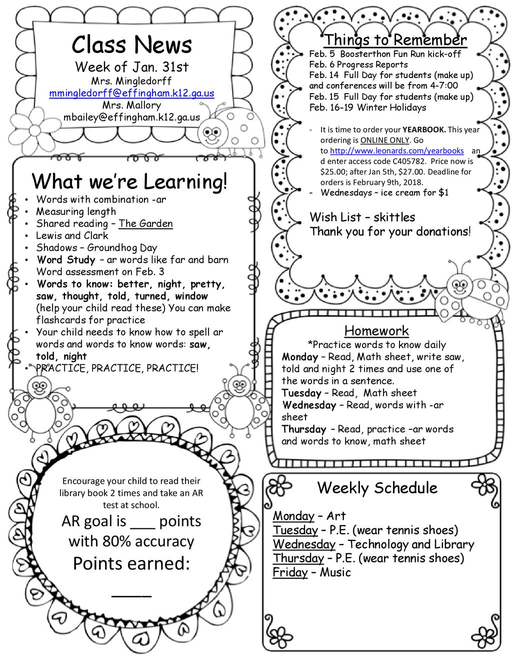 Class News What we’re Learning! Points earned: ____ - ppt download