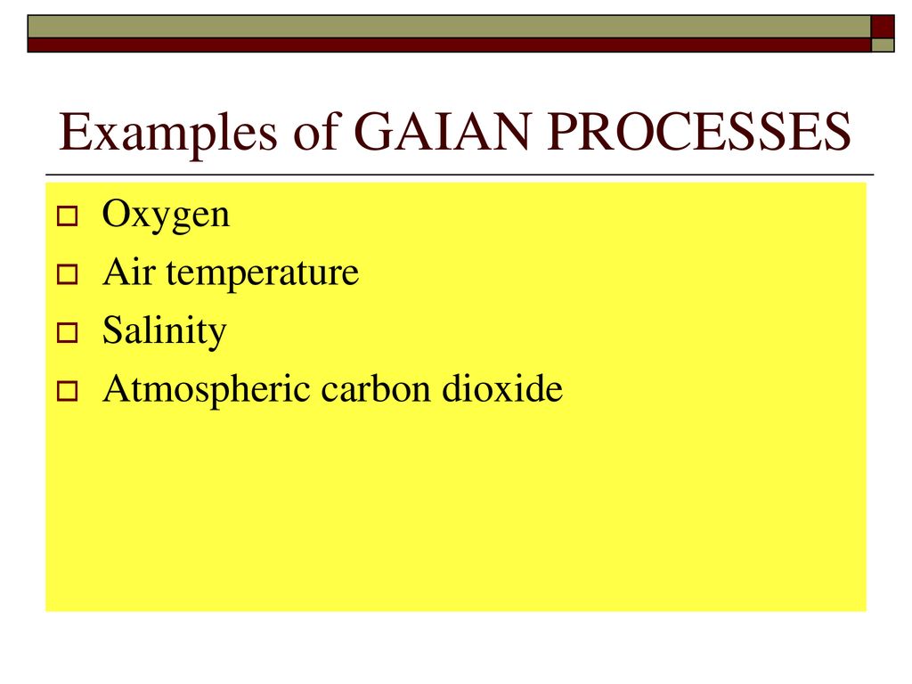 Examples of GAIAN PROCESSES