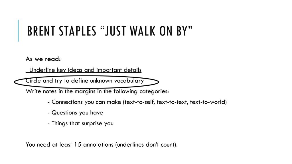 just walk on by brent staples analysis
