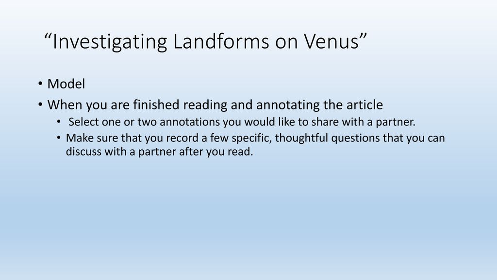 Investigating Landforms on Venus
