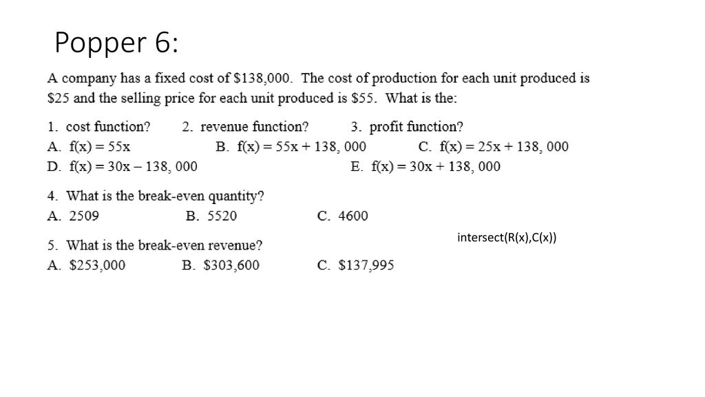 Lesson 8 Break Even Analysis Equilibrium Quantity Price Ppt Download
