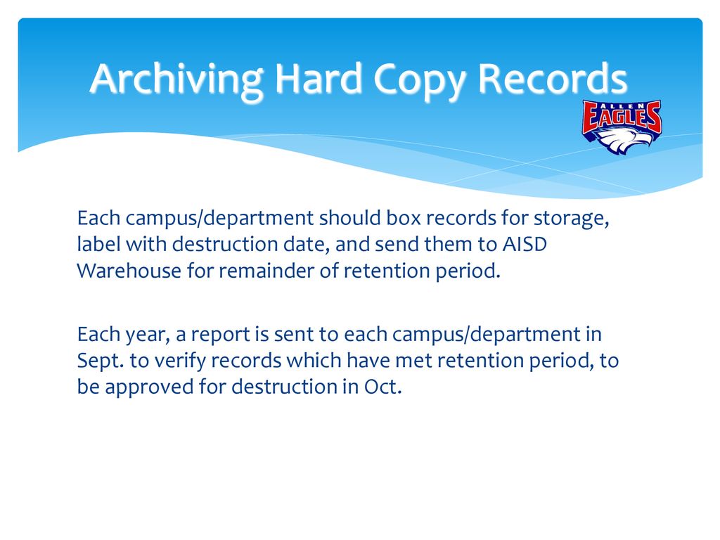 Archiving Hard Copy Records