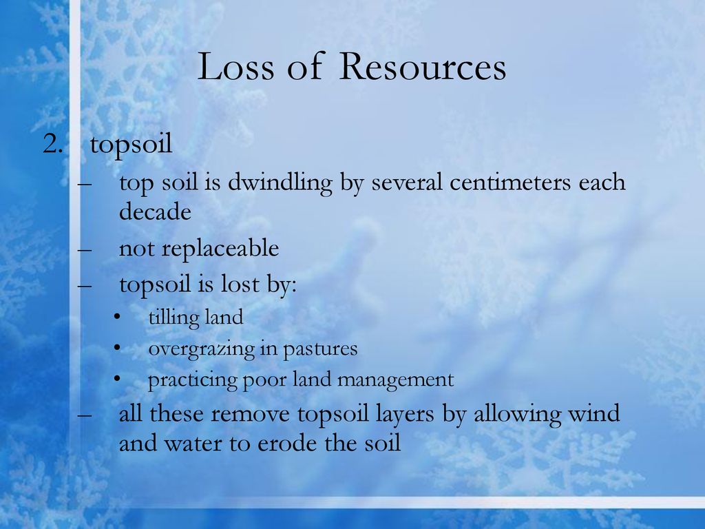 Loss of Resources topsoil
