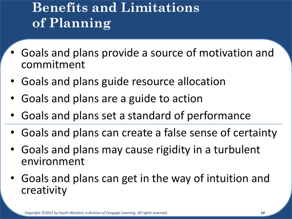 Benefits and Limitations of Planning