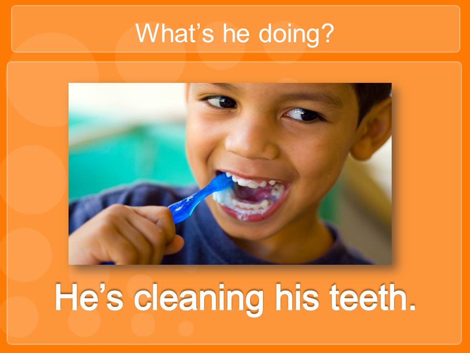 He’s cleaning his teeth.