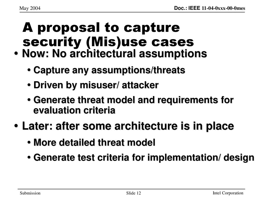A proposal to capture security (Mis)use cases