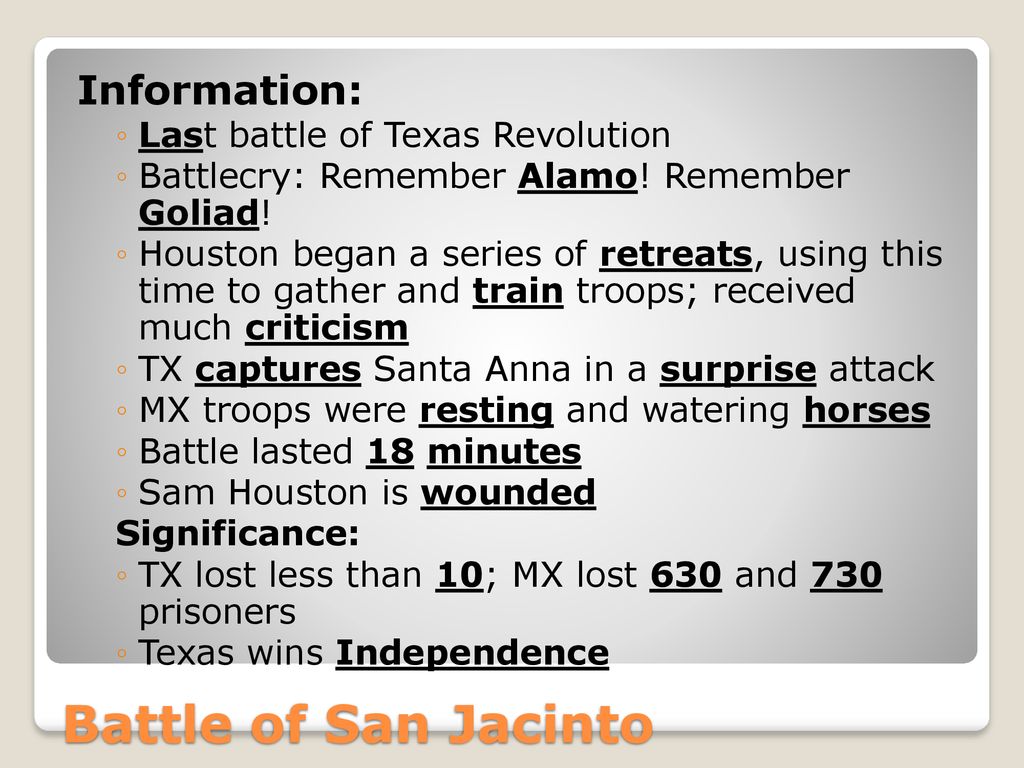 BATTLES OF TEXAS REVOLUTION ppt download