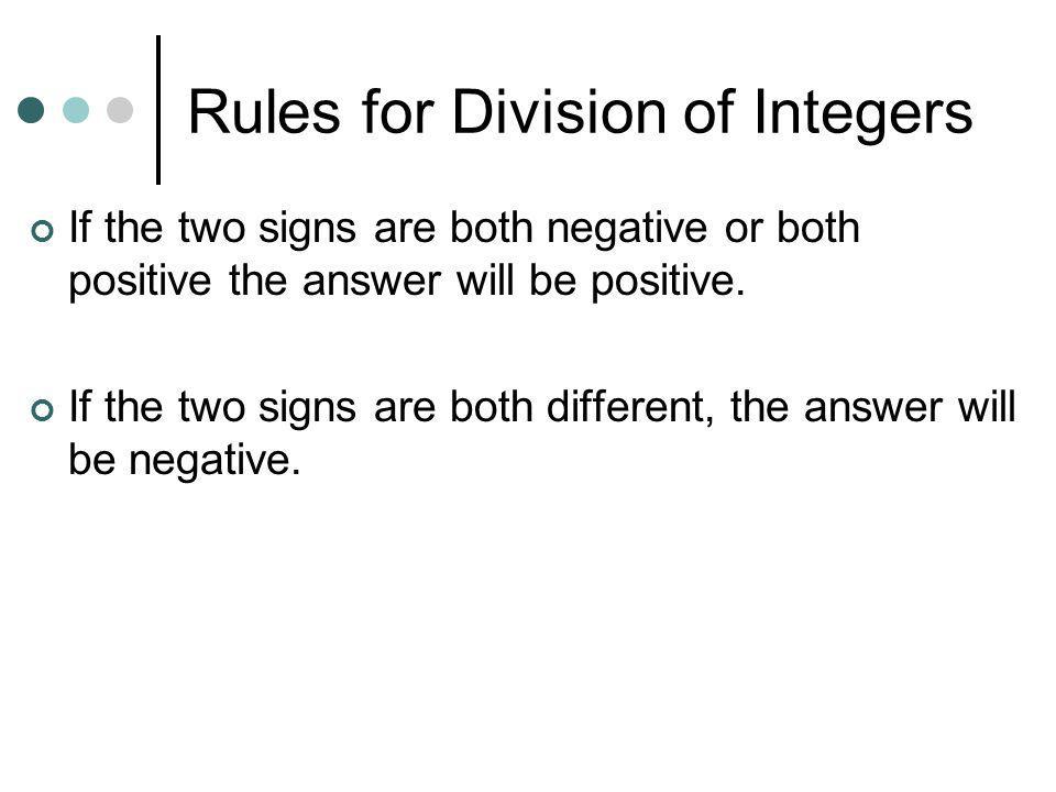 Rules for Division of Integers