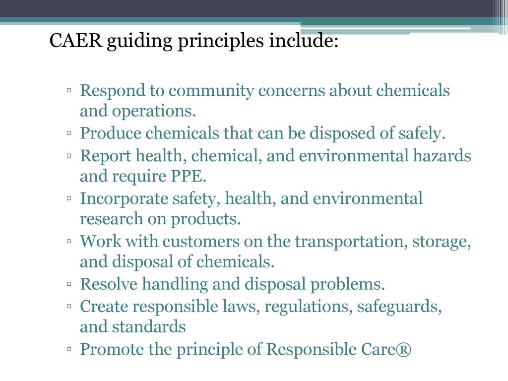 CAER guiding principles include: