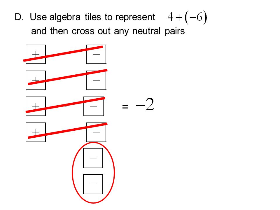 = D. Use algebra tiles to represent