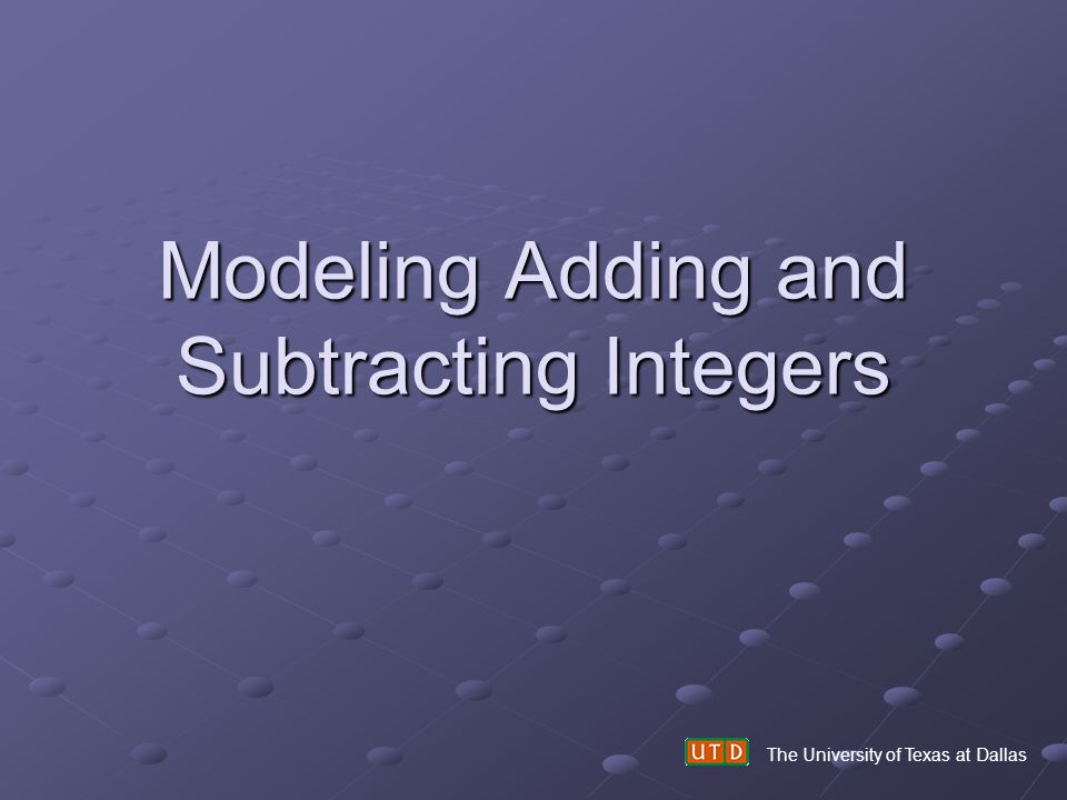 Modeling Adding and Subtracting Integers