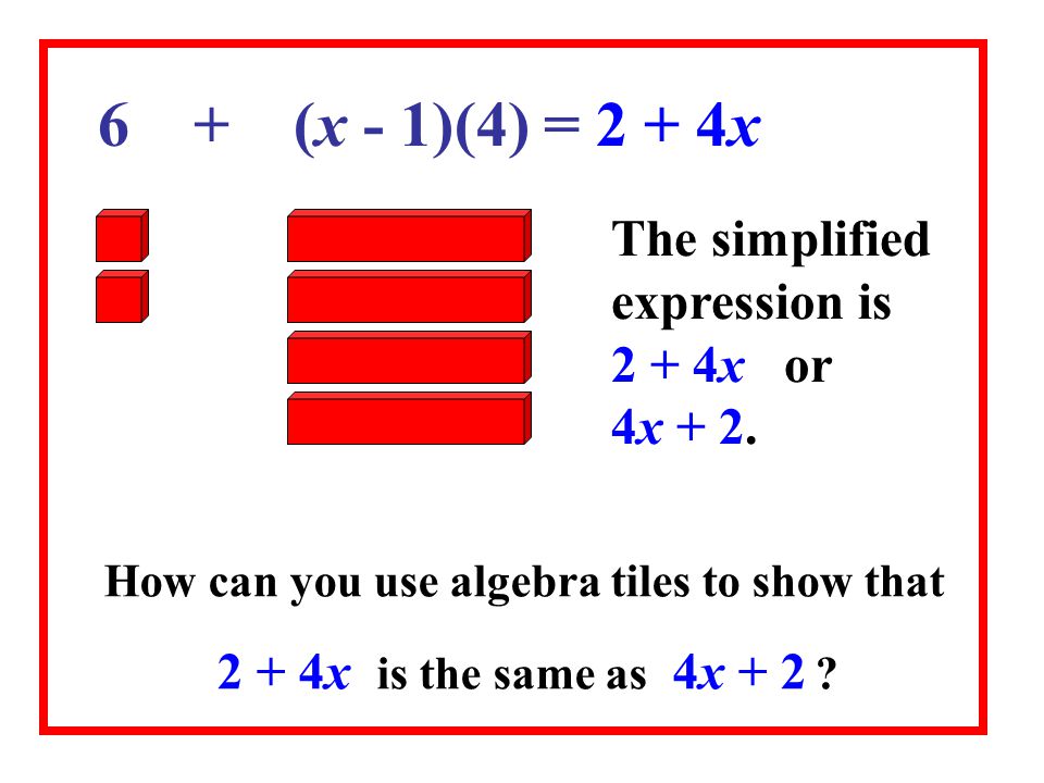 How can you use algebra tiles to show that