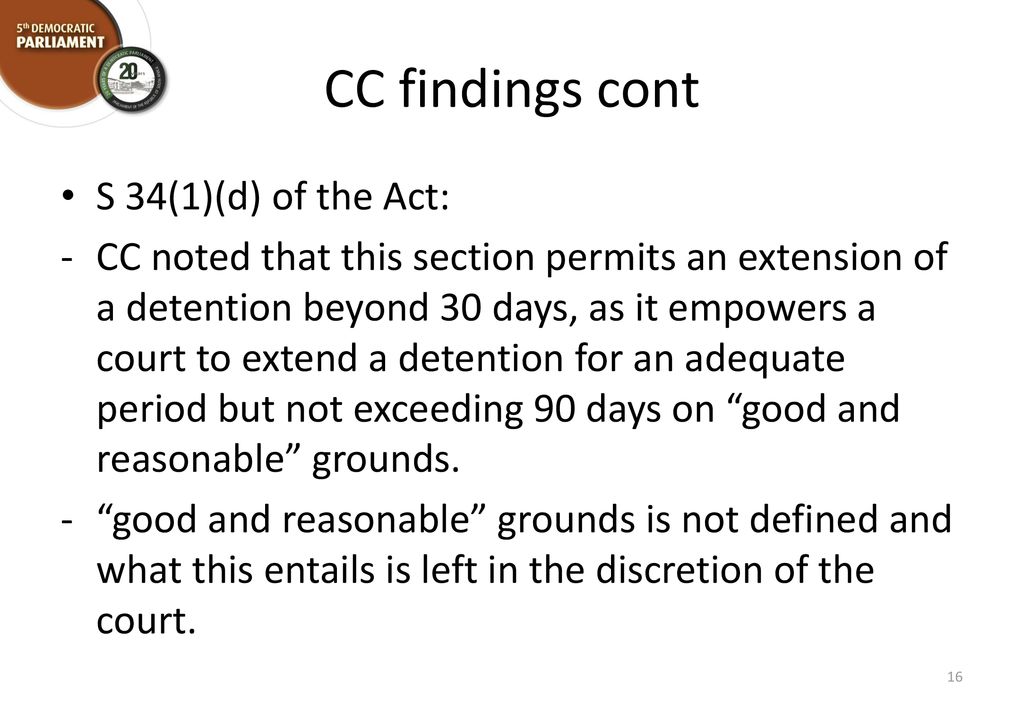 CC findings cont S 34(1)(d) of the Act: