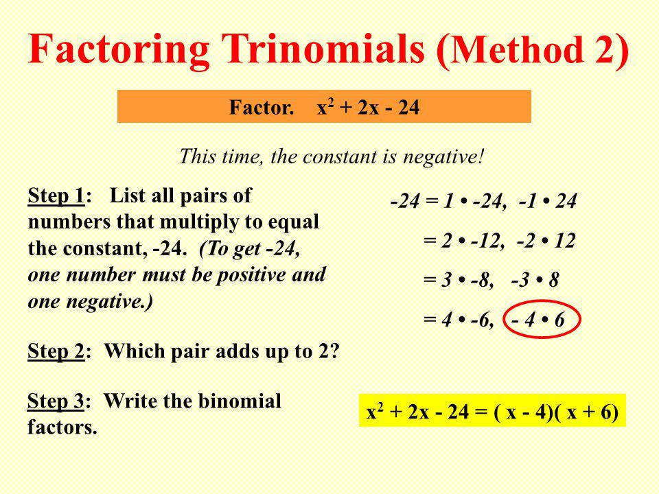 Factoring Trinomials (Method 2)