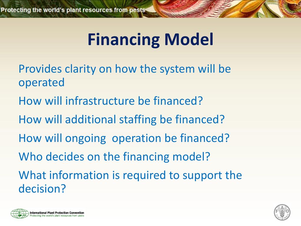 Financing Model Provides clarity on how the system will be operated
