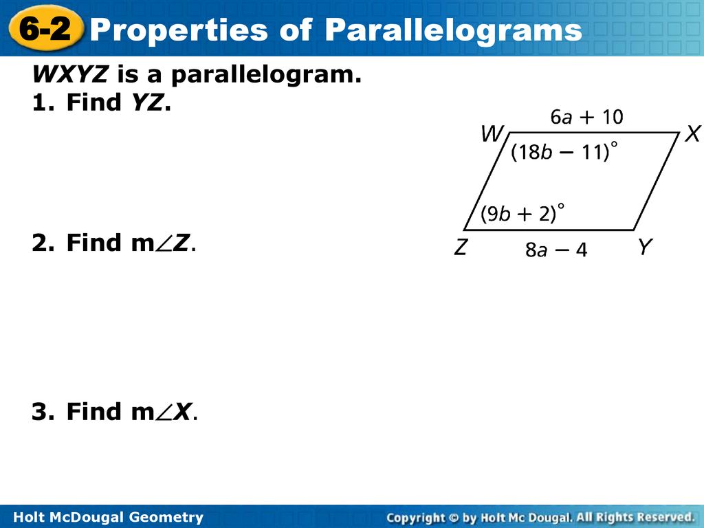 WXYZ is a parallelogram.