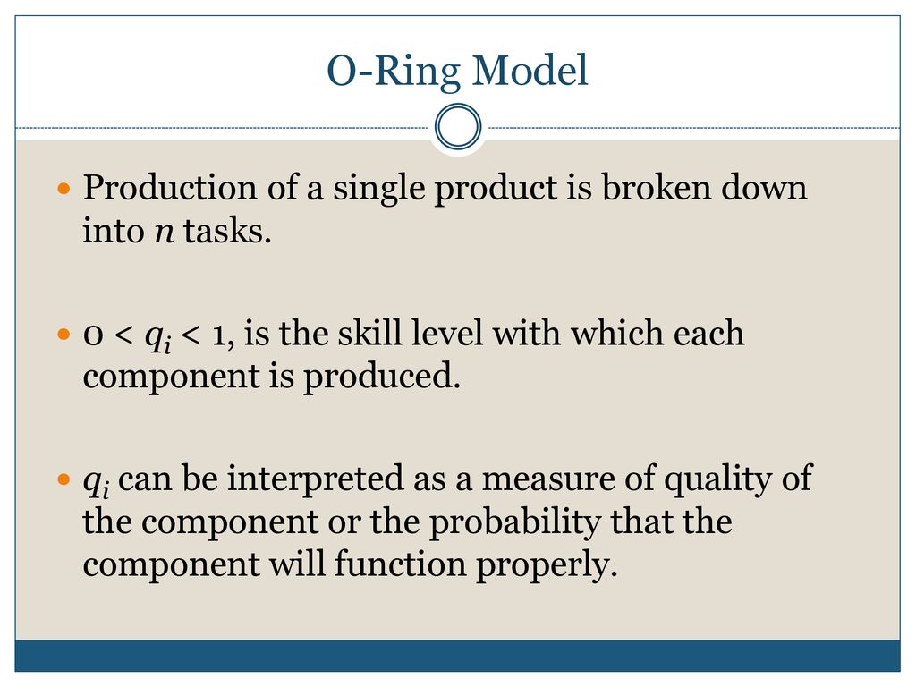 O Ring+Model+Production+of+a+single+product+is+broken+down+into+n+tasks.+0+%3C+qi+%3C+1%2C+is+the+skill+level+with+which+each+component+is+produced.