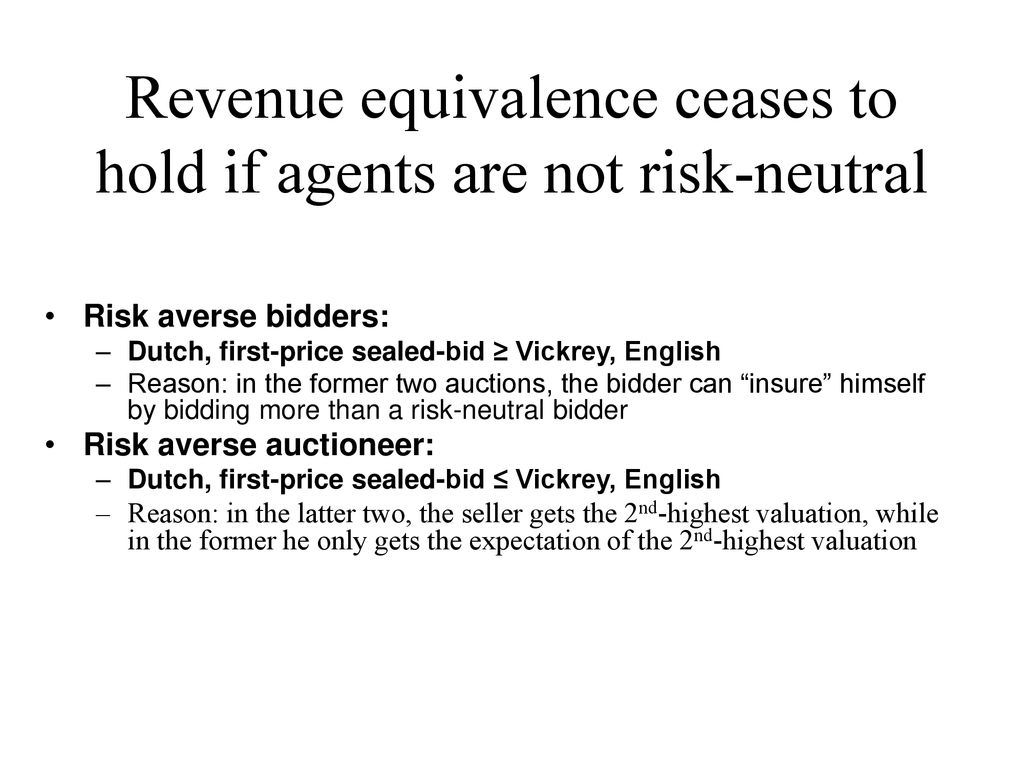 Revenue equivalence ceases to hold if agents are not risk-neutral