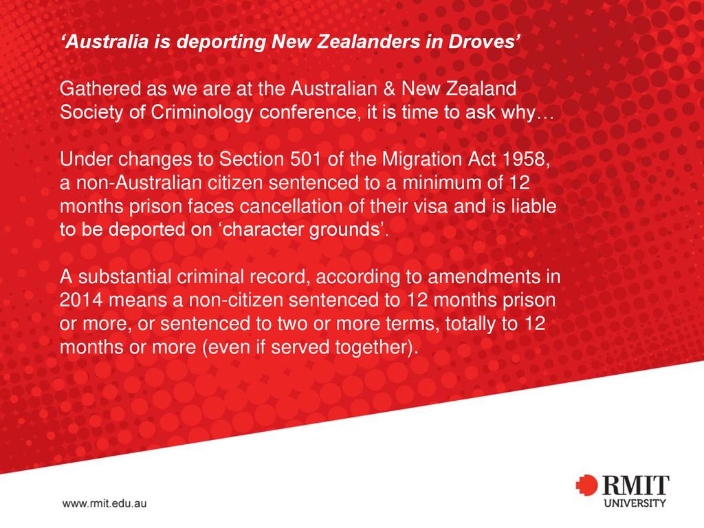 From Transportation to Deportation: - the mass deportation of non-Australian  citizens with criminal convictions. Adjunct Professor Peter Norden AO  FANZSOC. - ppt download