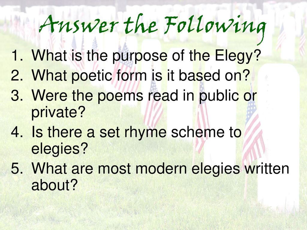 The Elegy Mr. Laurich. ppt download