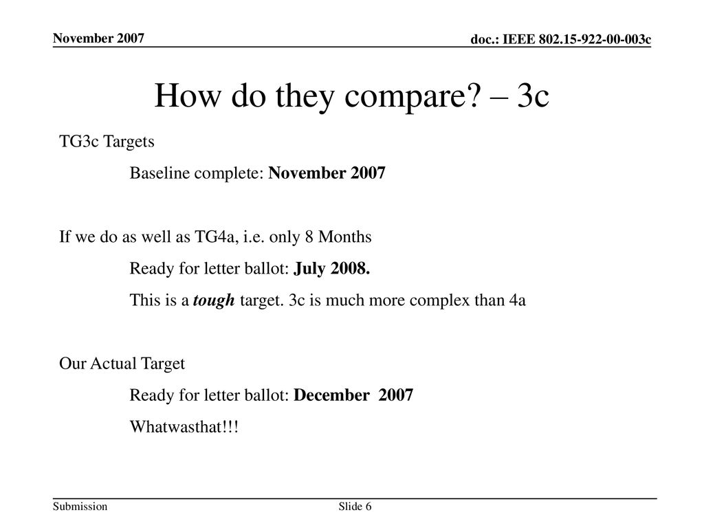 How do they compare – 3c TG3c Targets