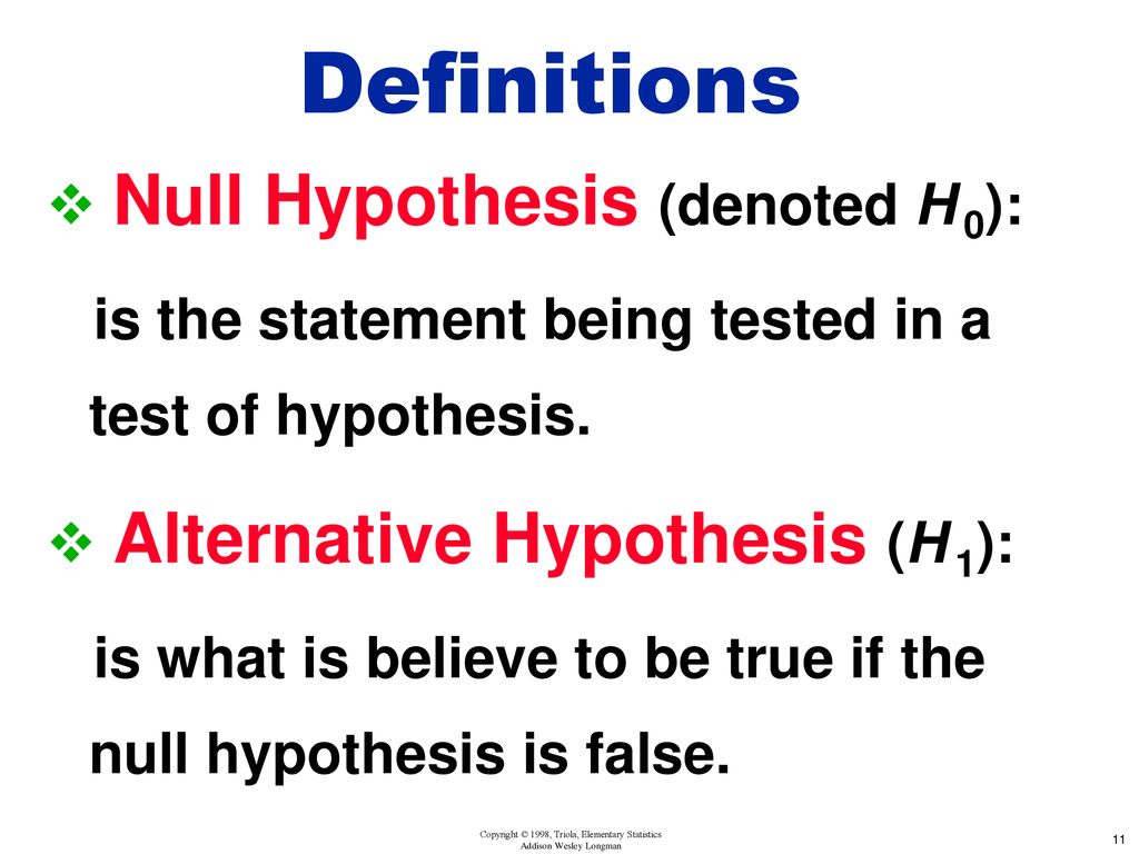 the hypothesis denoted h0 is a statement to be tested