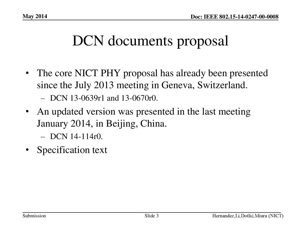DCN documents proposal