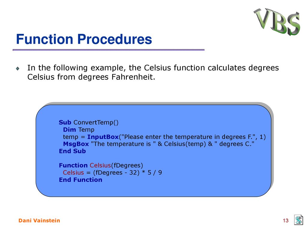 VBScript Session 7 Dani Vainstein. - ppt download