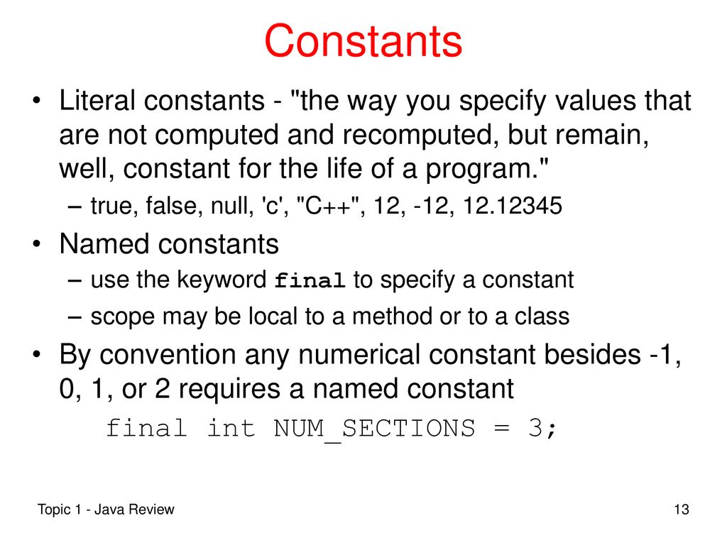 Topic 1 - Java Review. - ppt download