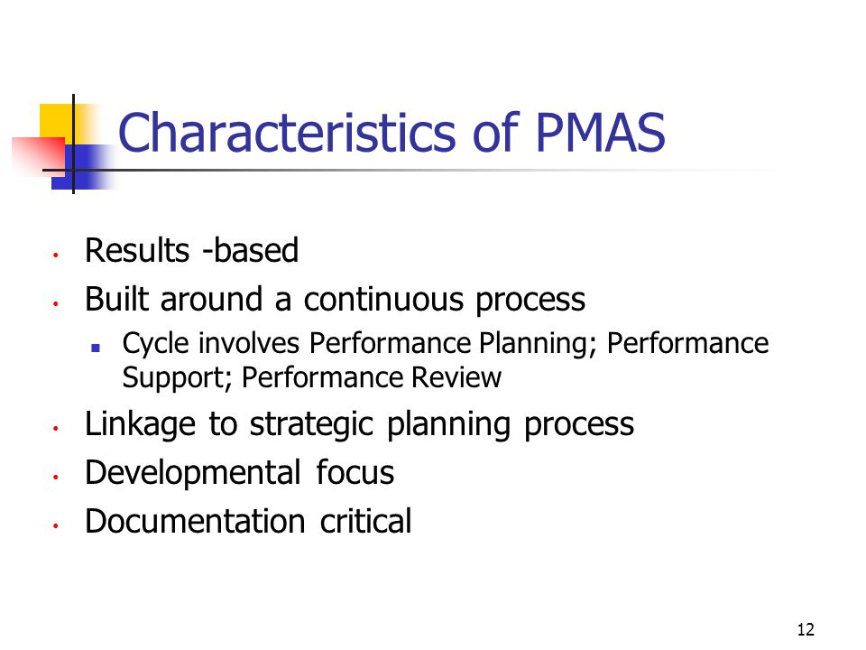 Characteristics of PMAS