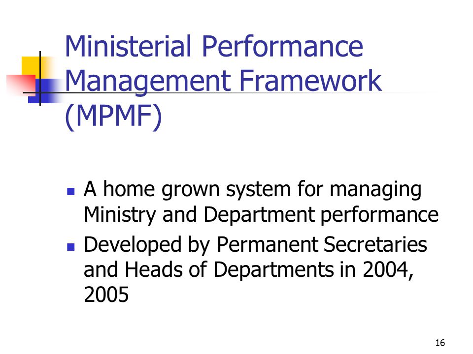Ministerial Performance Management Framework (MPMF)