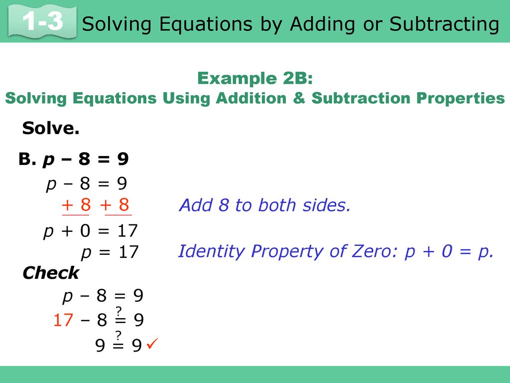 Objective: Solve Equations Using Addition And Subtraction - Ppt Download