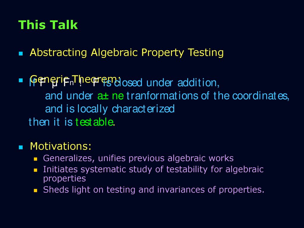Algebraic Property Testing Ppt Download