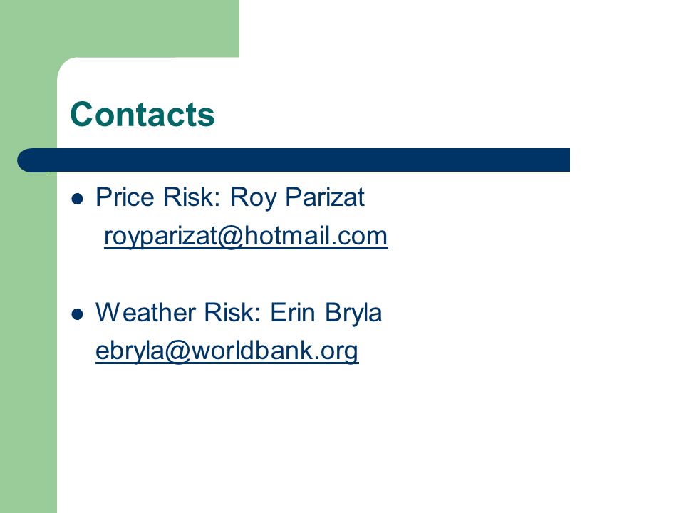 Contacts Price Risk: Roy Parizat