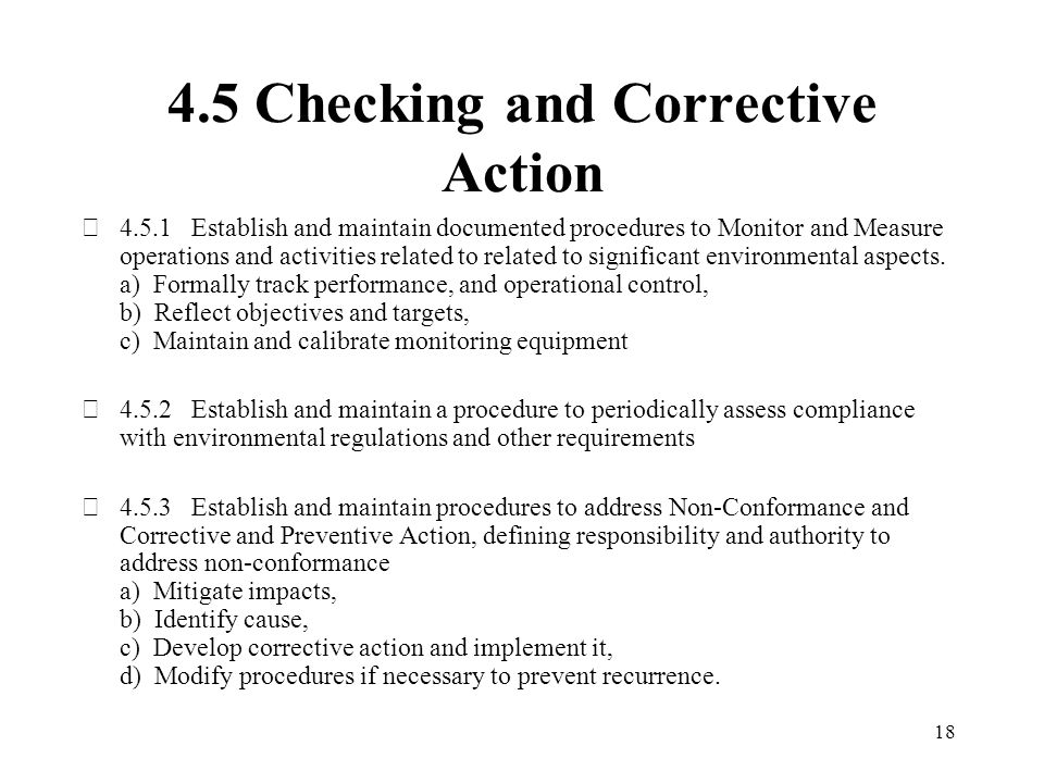 4.5 Checking and Corrective Action