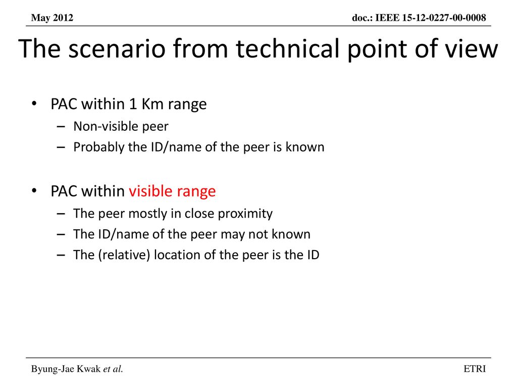 The scenario from technical point of view
