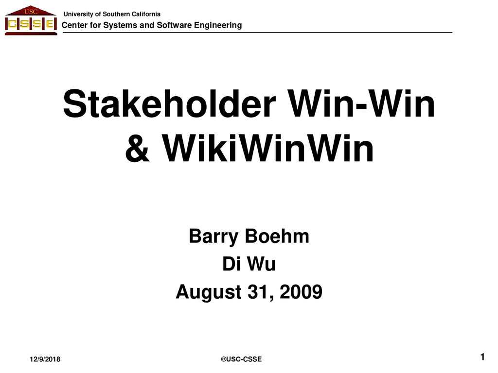 Stakeholder Win-Win & WikiWinWin