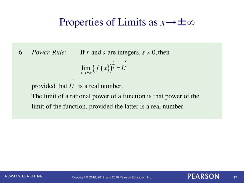 Properties of Limits as x→±∞