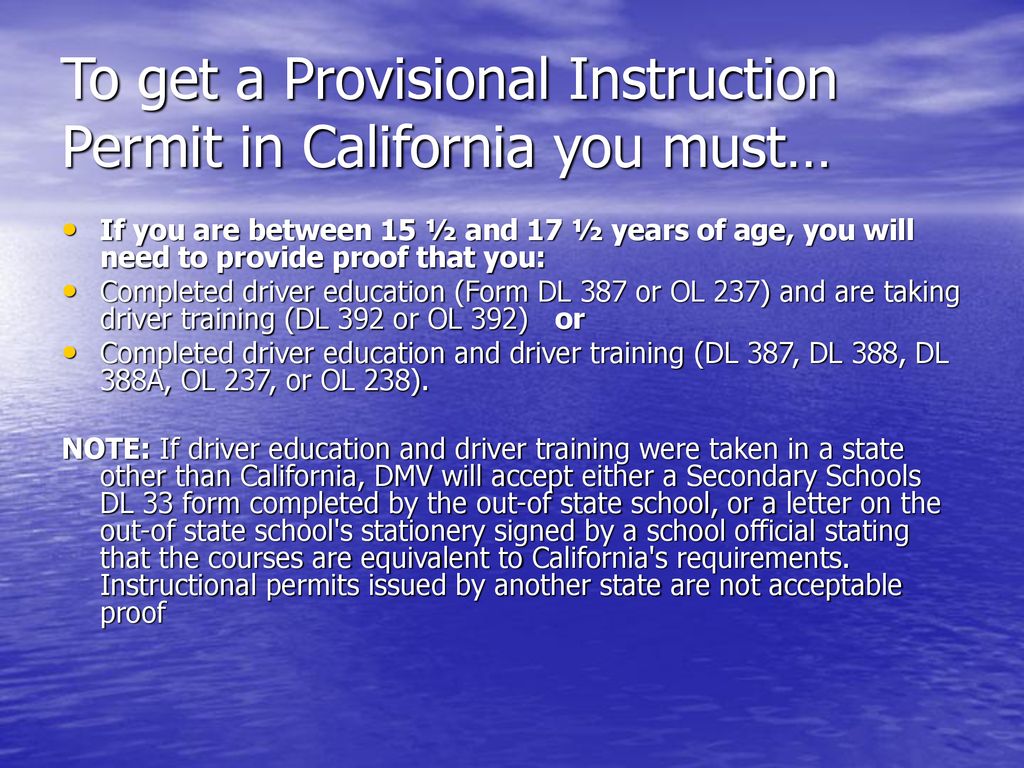 Instruction and Learner's Permits - California DMV
