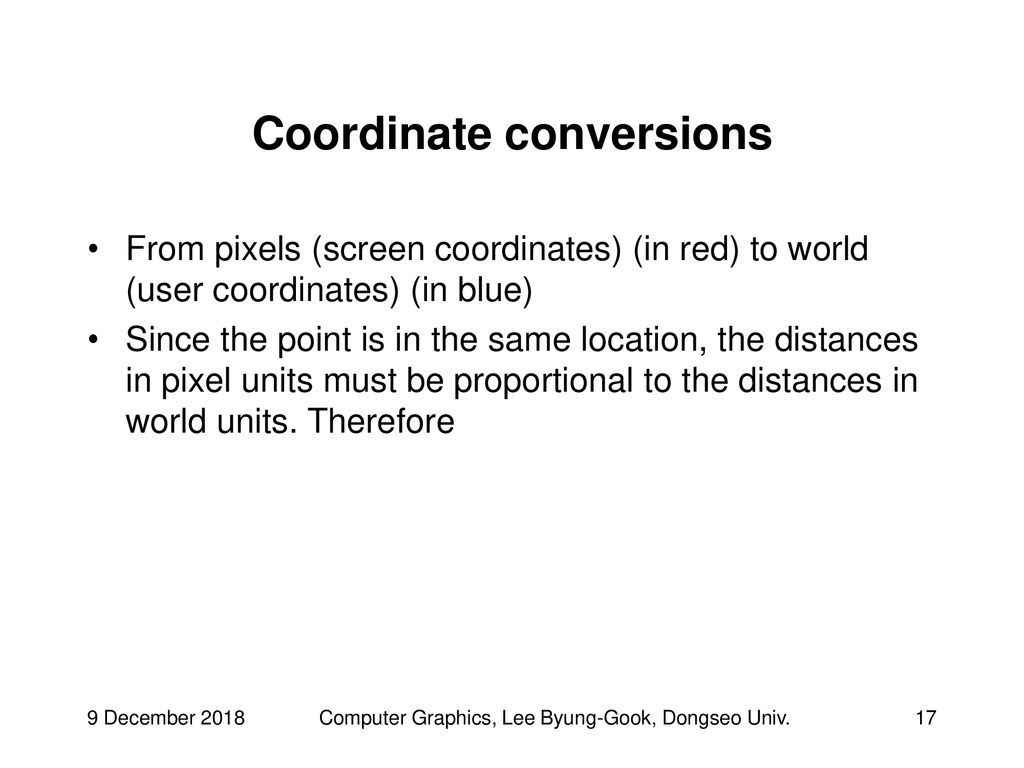 Coordinate conversions