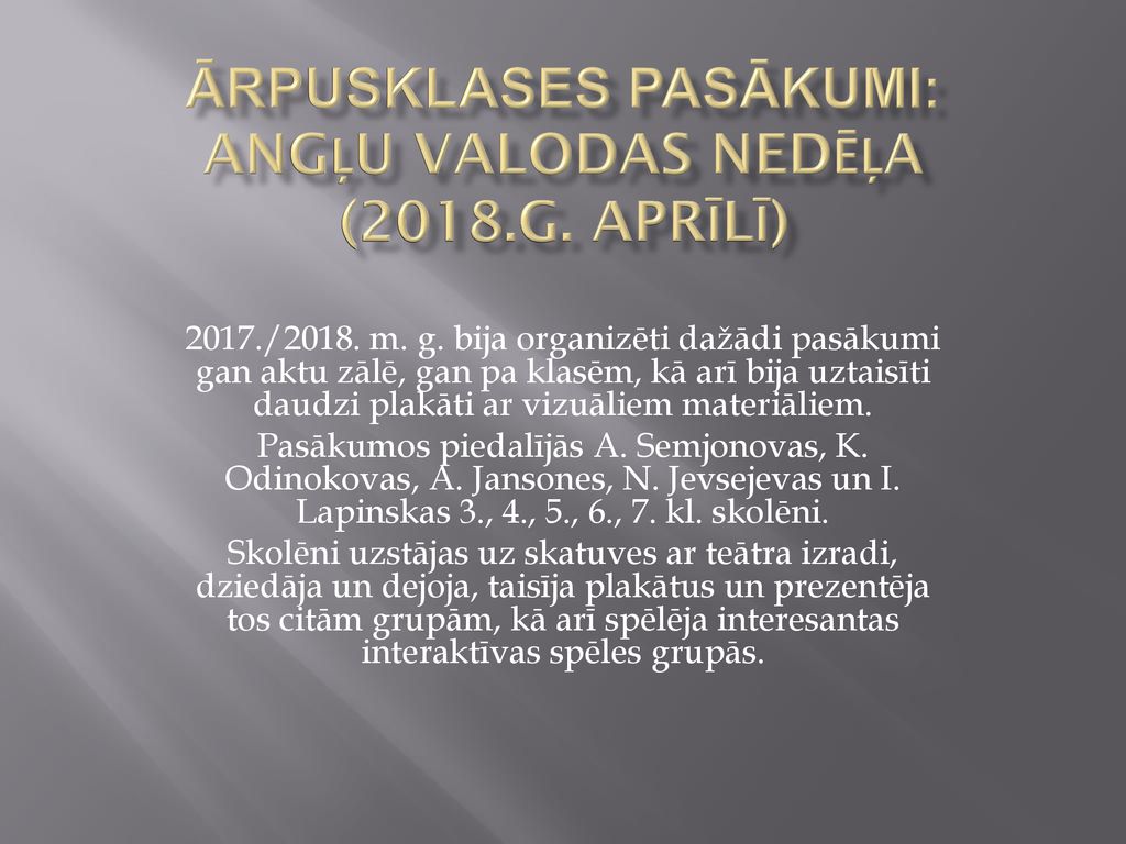 Svešvalodu Skolotāju MK Pārskats Par 2017./2018. Mācību Gada Darbu ...