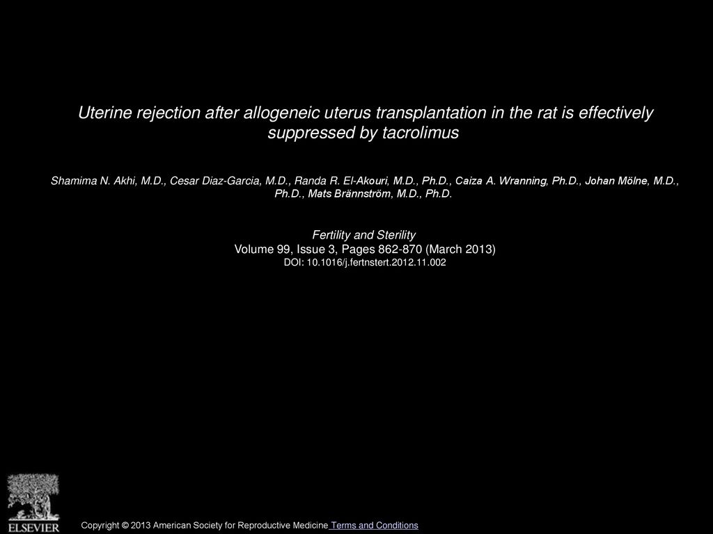 Uterine rejection after allogeneic uterus transplantation in the rat is effectively suppressed by tacrolimus