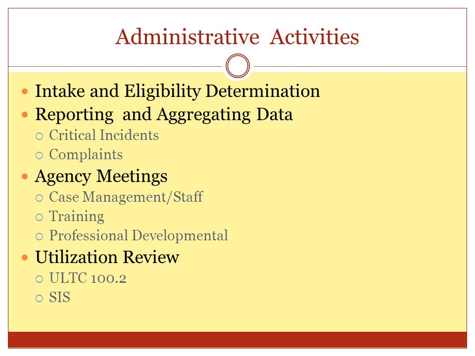 Administrative Activities