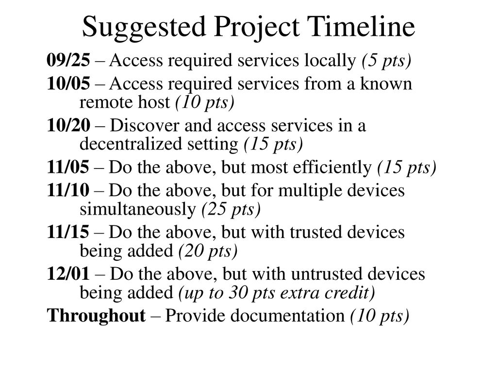 Suggested Project Timeline