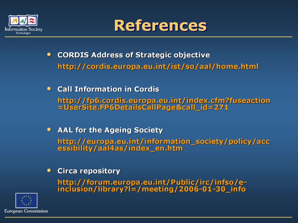 References CORDIS Address Of Strategic Objective 
