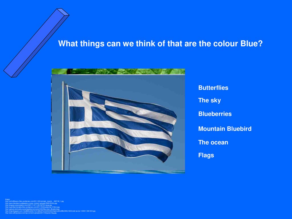 What things can we think of that are the colour Blue