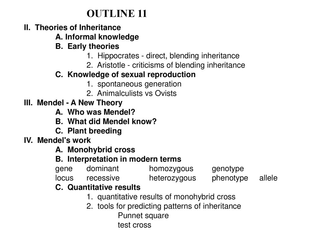 Outline 11 ii theories of inheritance a informal knowledge ppt download